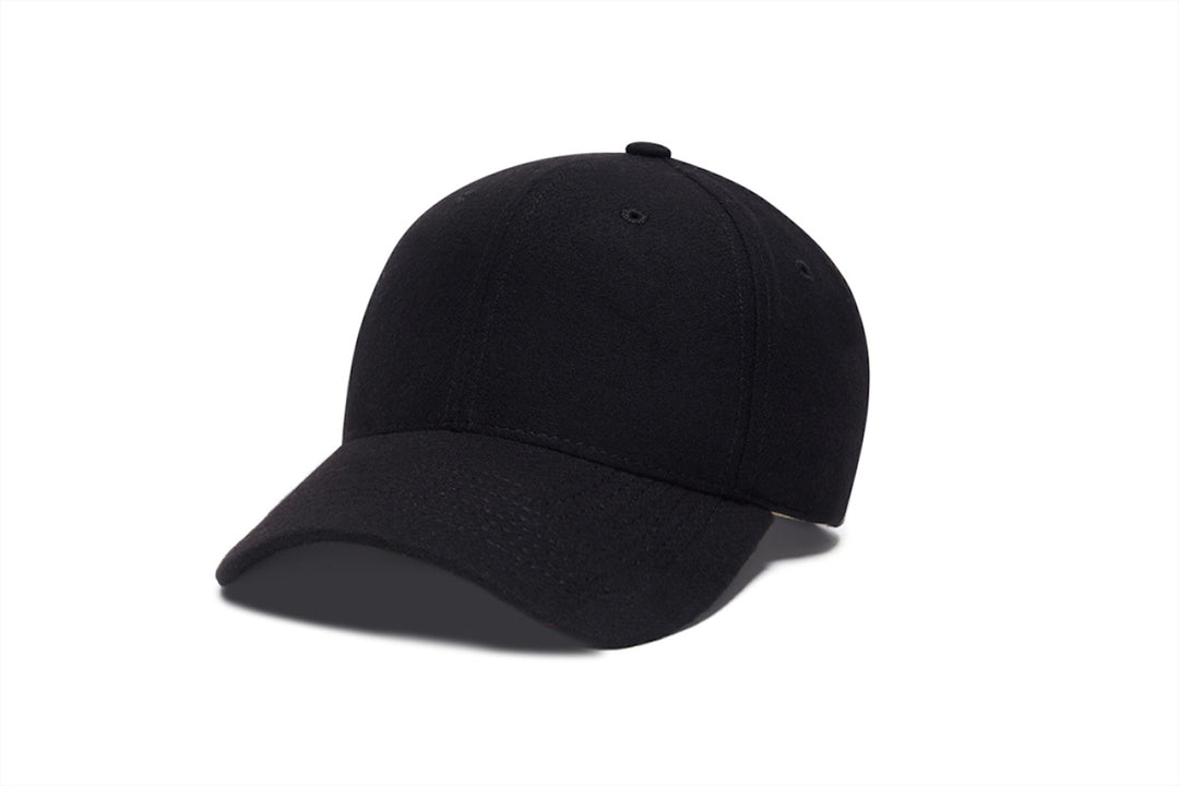Clean Black Snapback Curved Wool wool baseball cap