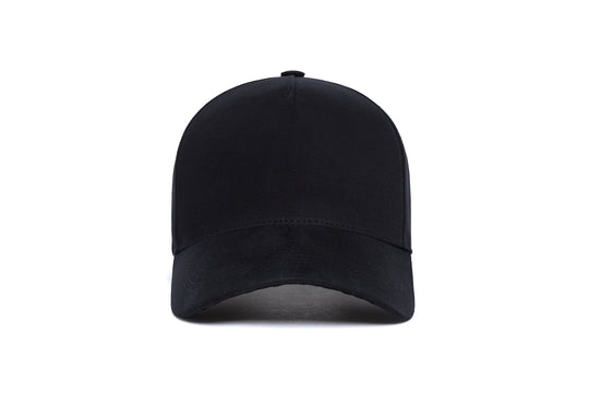 Clean Black Brushed Twill 5-Panel wool baseball cap