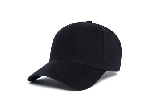 Clean Black Brushed Twill 5-Panel wool baseball cap