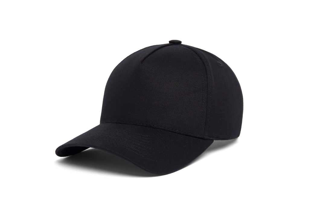 Clean Black Twill 5-Panel wool baseball cap