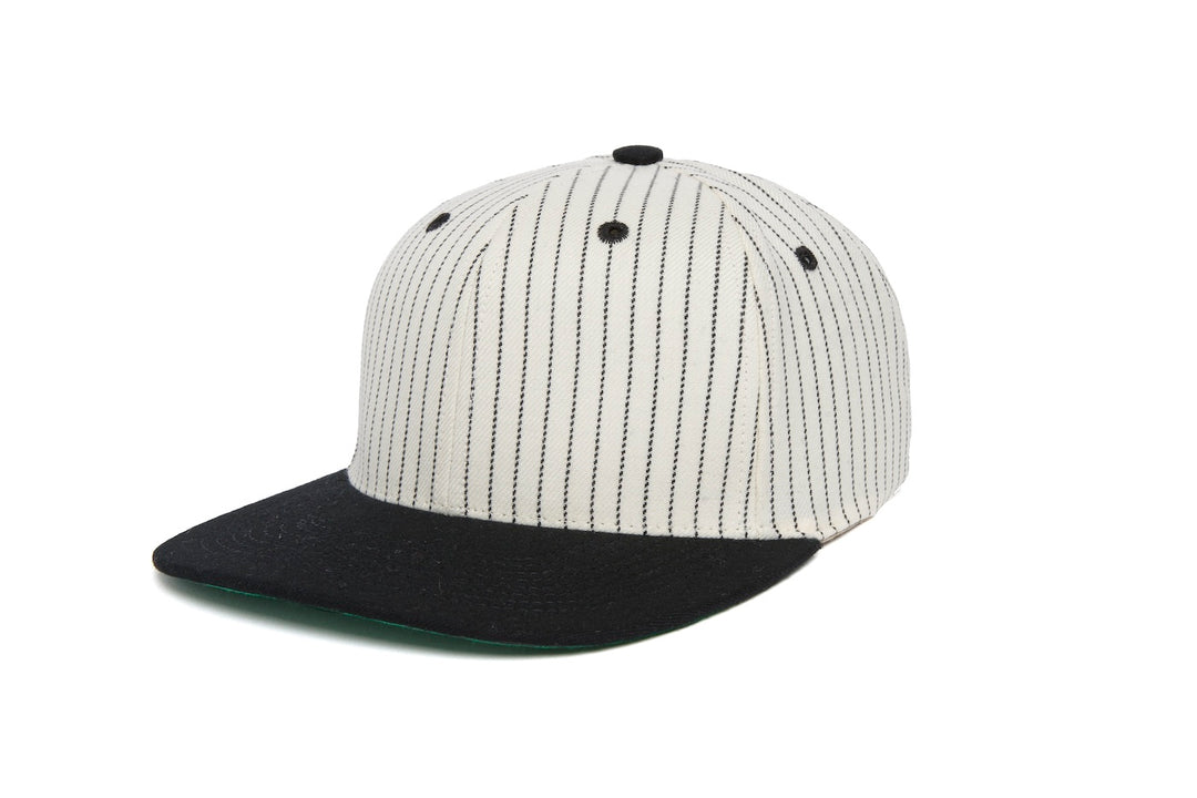 Clean Black Pinstripe Two Tone wool baseball cap