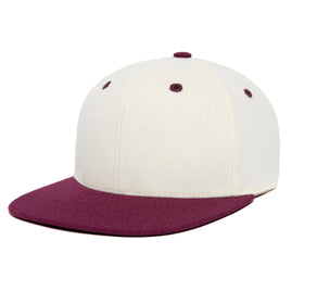 Clean White / Maroon Two Tone wool baseball cap